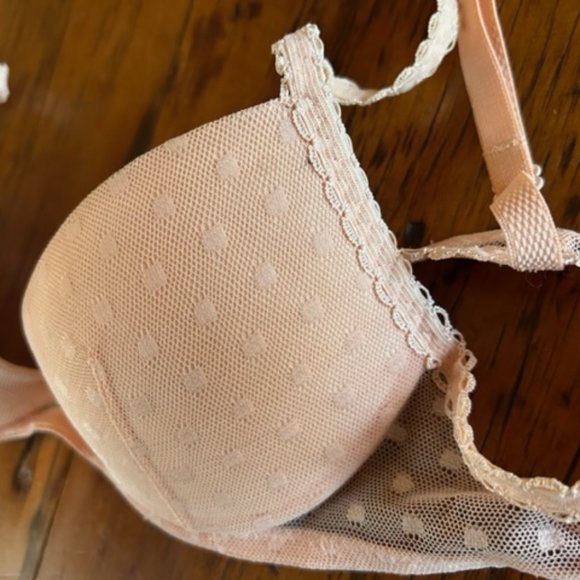 La Perla Swiss Dot Mesh Overlay Light Pink Bra - Picture 6 of 8